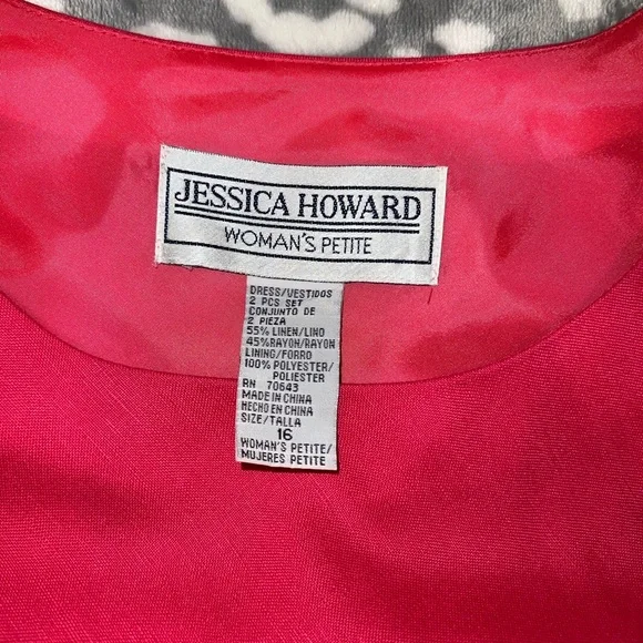 Jessica Howard Petite 2-Piece Pink Dress Set/Linen Blend/Size 16P - Picture 13 of 14